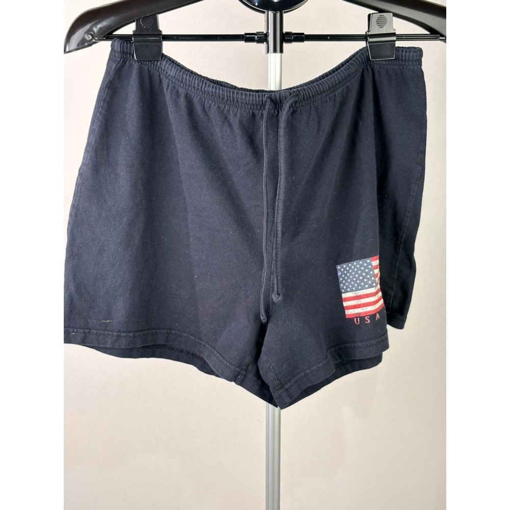 Sonoma Lifestyle Mens Navy Blue USA 2007 Flag Cotton Knit Lounge Shorts Size M